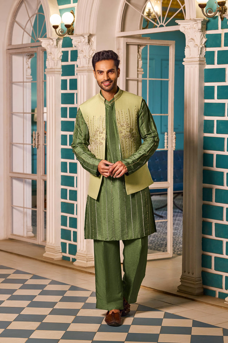 Forest Green Bandi-Kurta Set