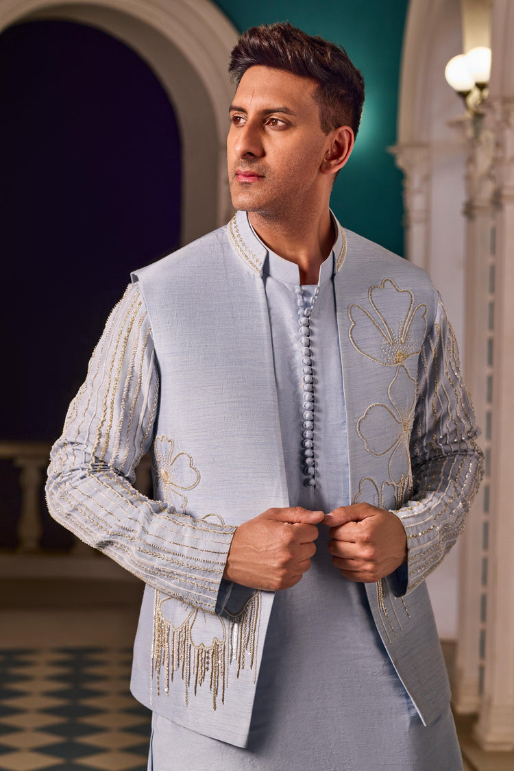 Powder Blue Bandi-Kurta Set