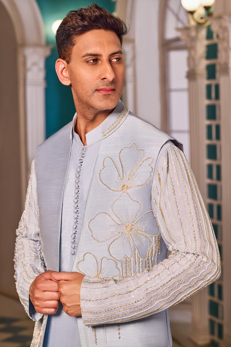 Powder Blue Bandi-Kurta Set
