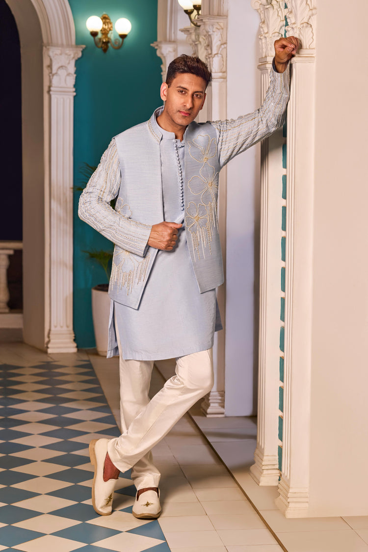 Powder Blue Bandi-Kurta Set