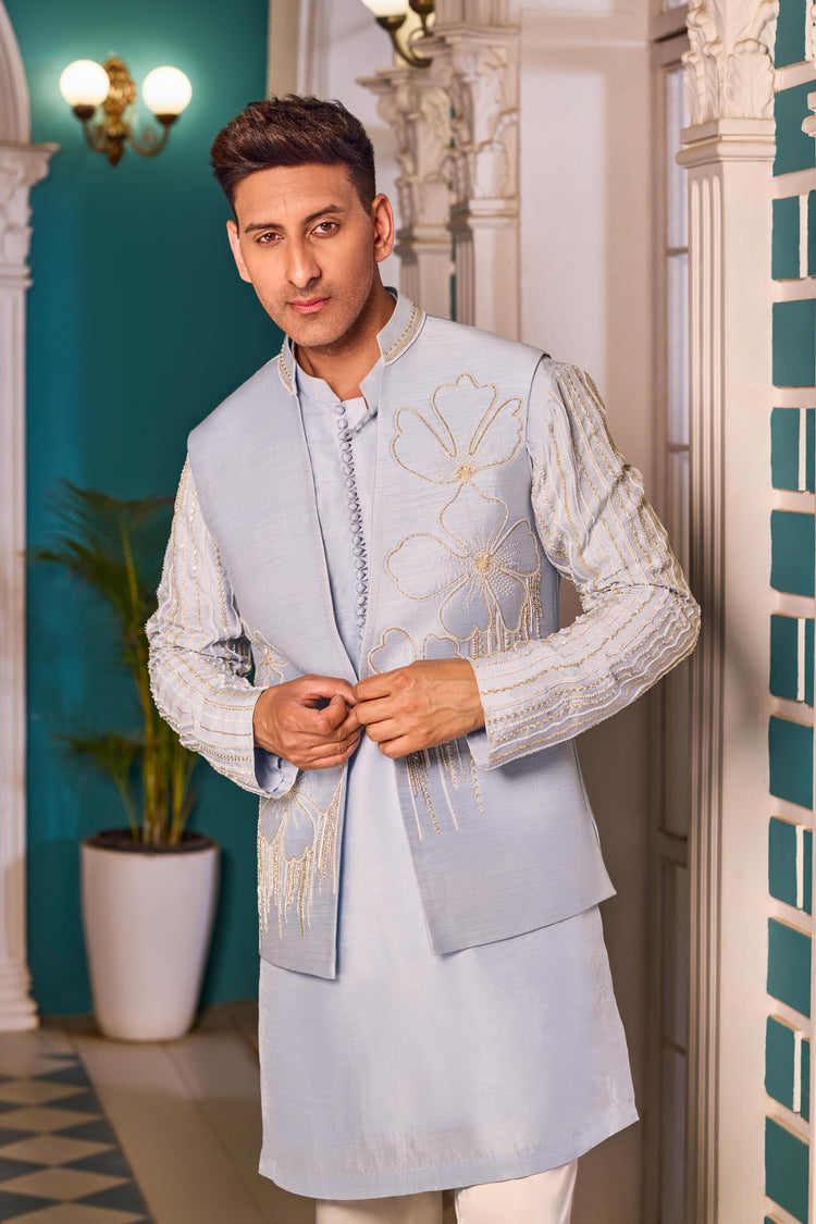Powder Blue Bandi-Kurta Set