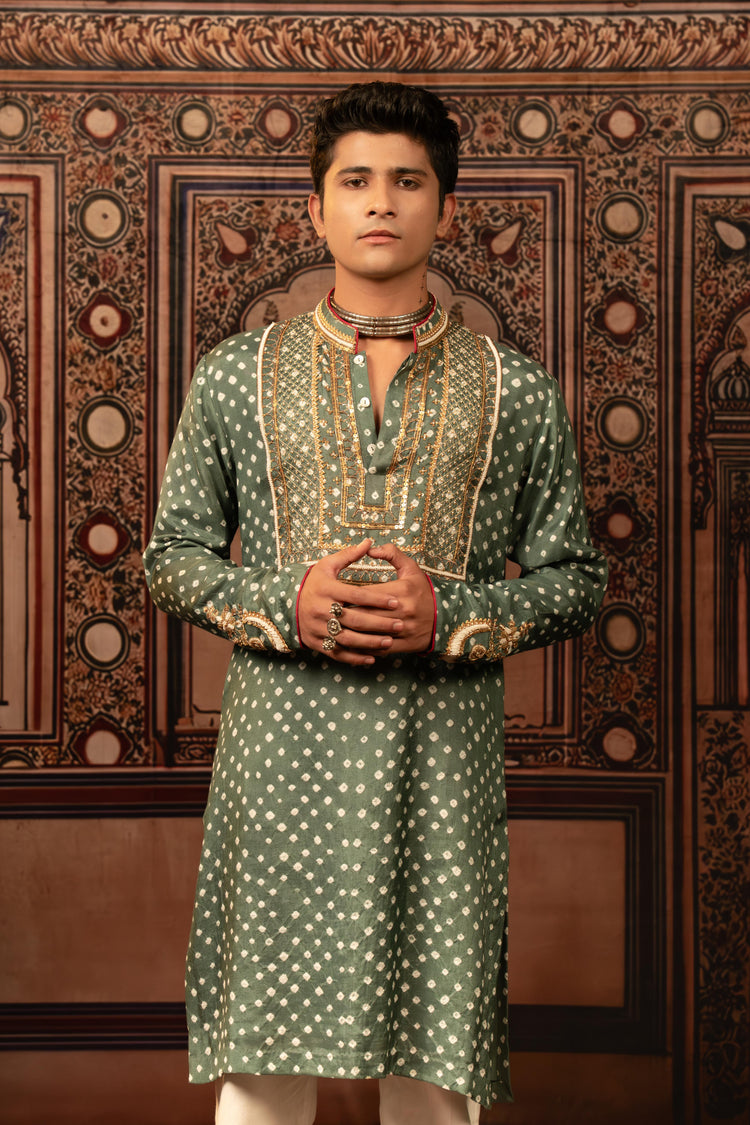 Space Grey Bandhani Kurta