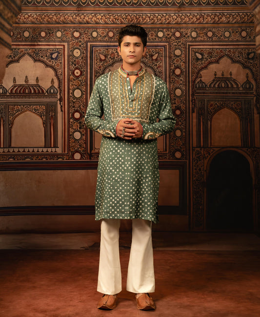 Space Grey Bandhani Kurta