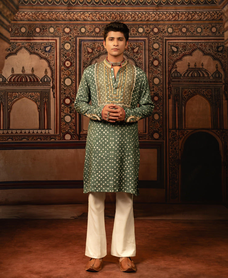 Space Grey Bandhani Kurta