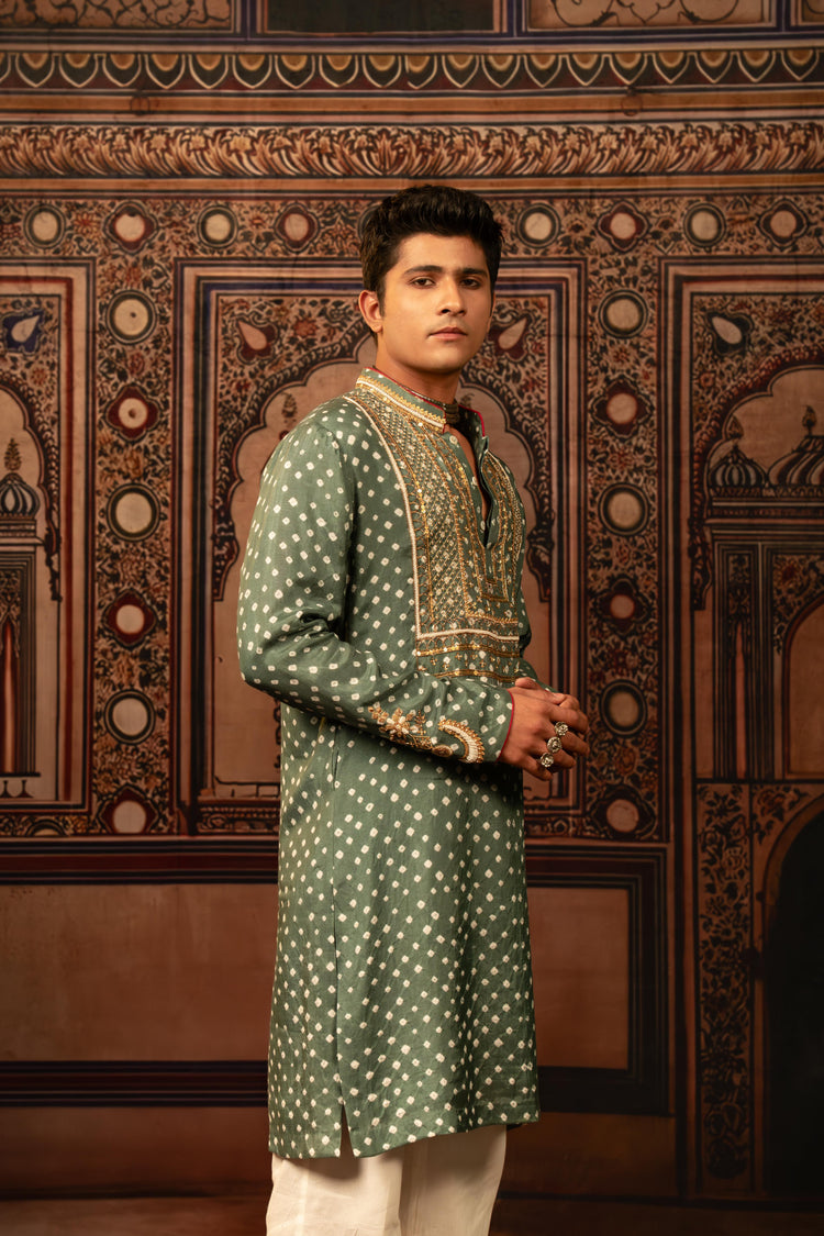 Space Grey Bandhani Kurta