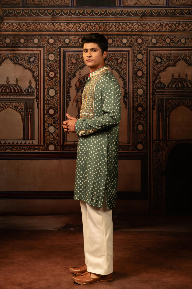 Space Grey Bandhani Kurta