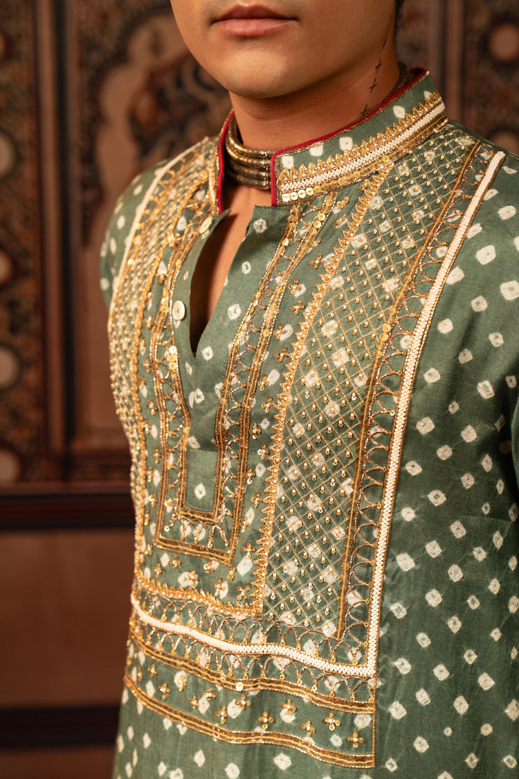 Space Grey Bandhani Kurta