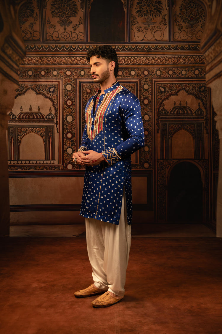 Royal Blue Bandani Kurta