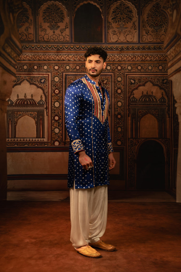 Royal Blue Bandani Kurta