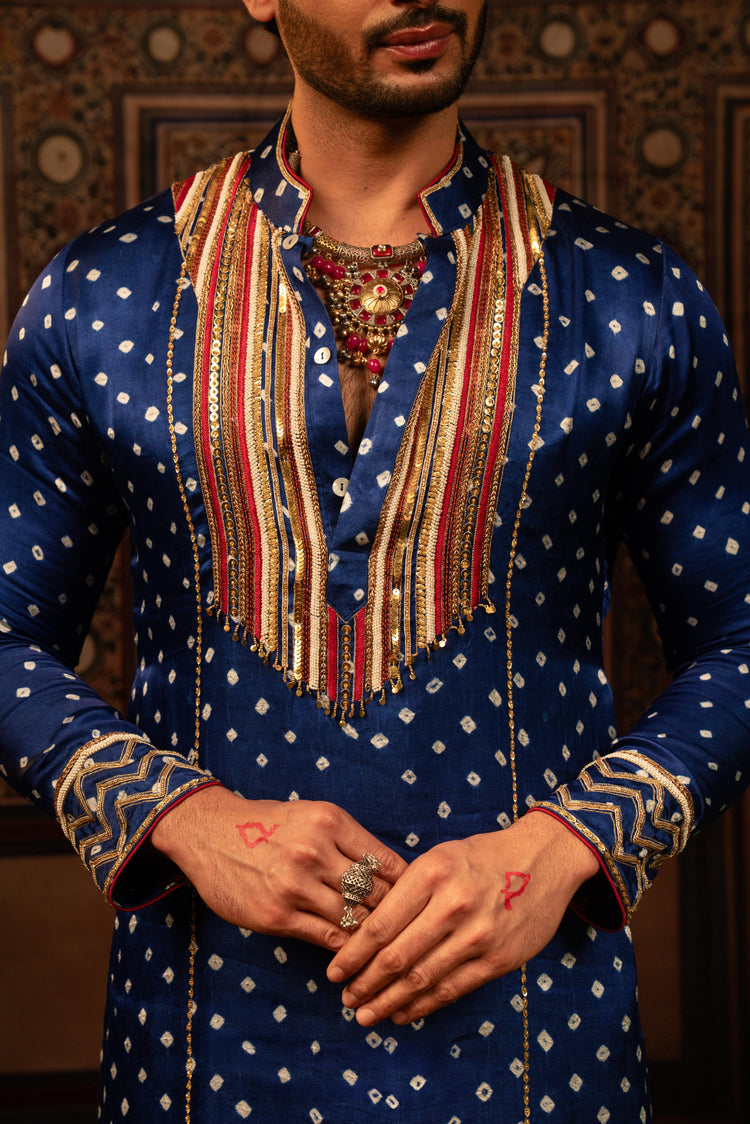 Royal Blue Bandani Kurta