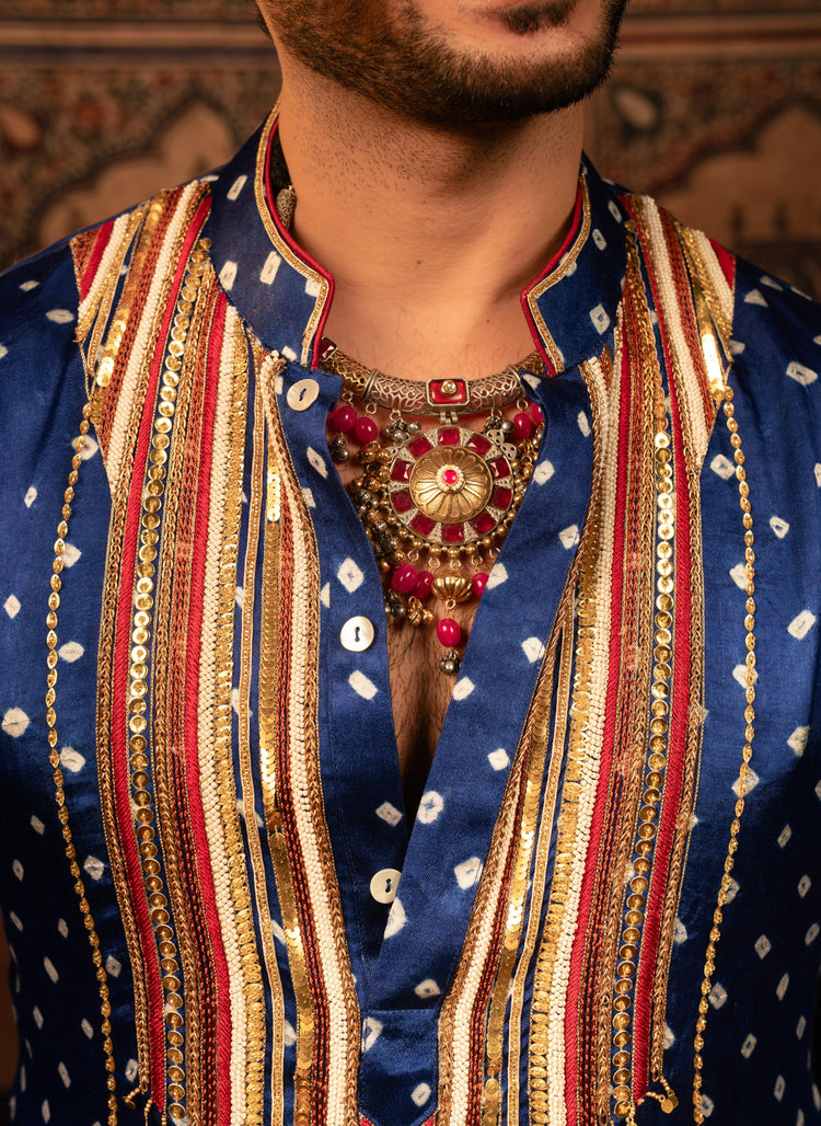 Royal Blue Bandani Kurta