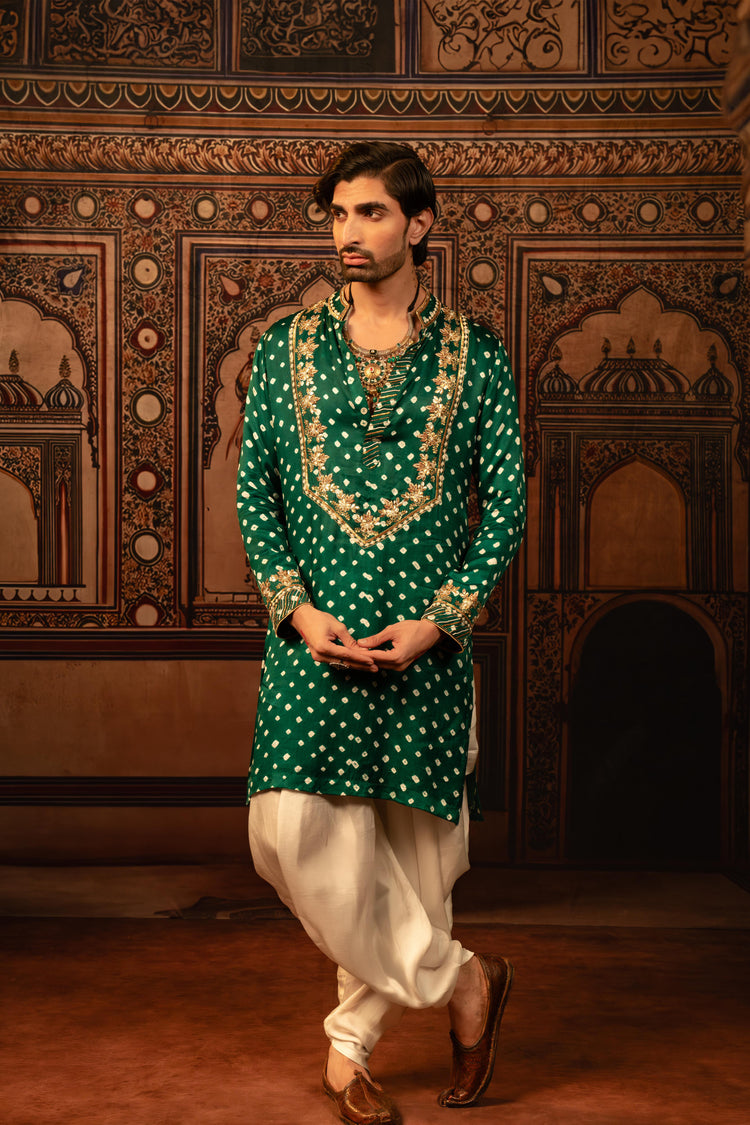 Emerald Green Bandhani Kurta