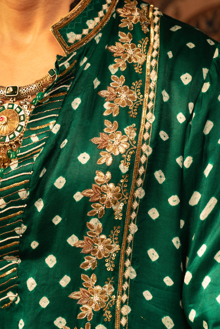 Emerald Green Bandhani Kurta