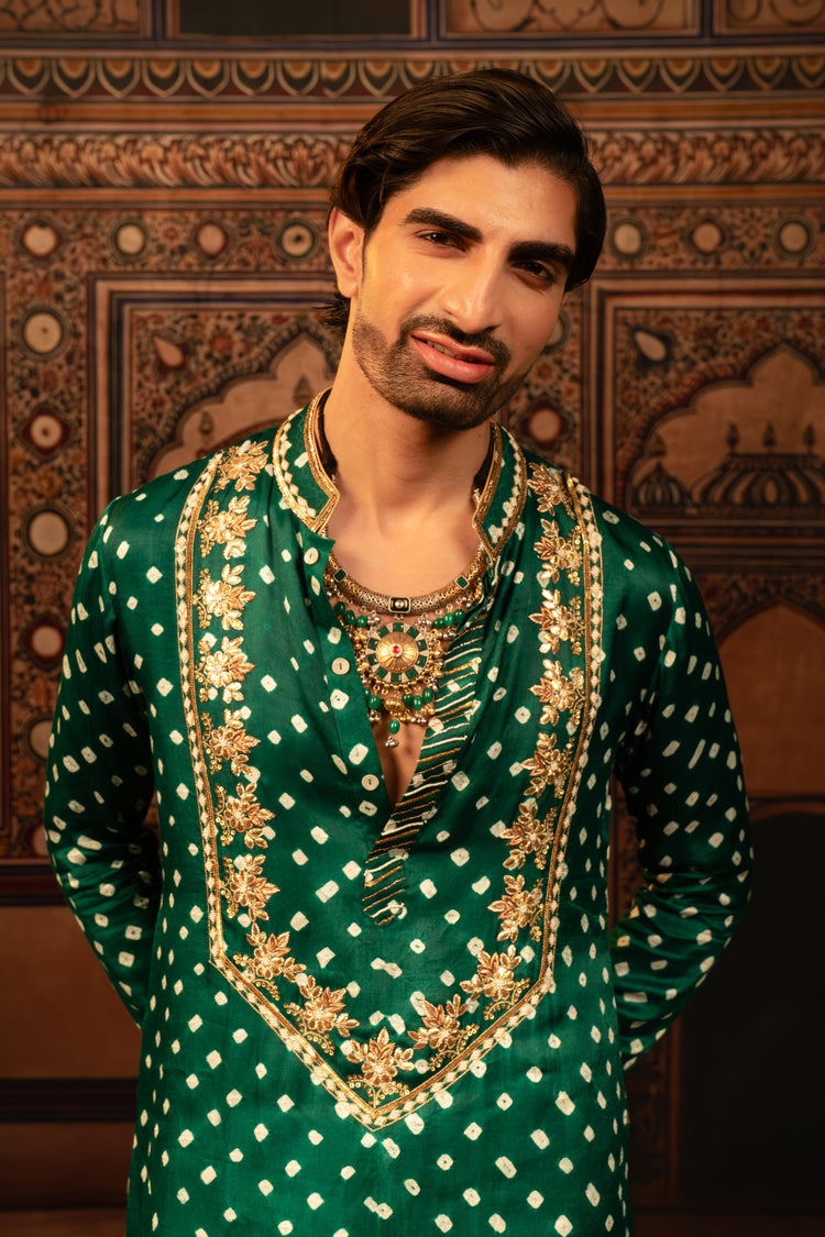 Emerald Green Bandhani Kurta