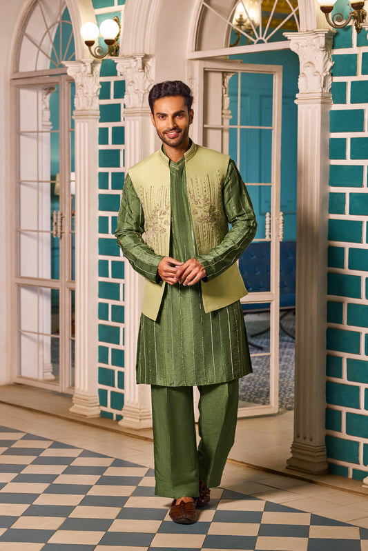 Forest Green Bandi-Kurta Set