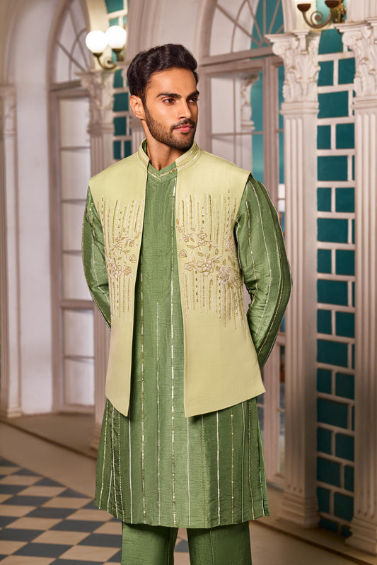 Forest Green Bandi-Kurta Set